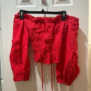 Red Off-Shoulder Blouse